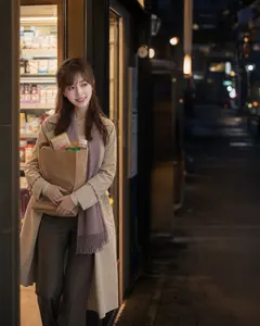 同一位虛擬人物在深夜便利商店